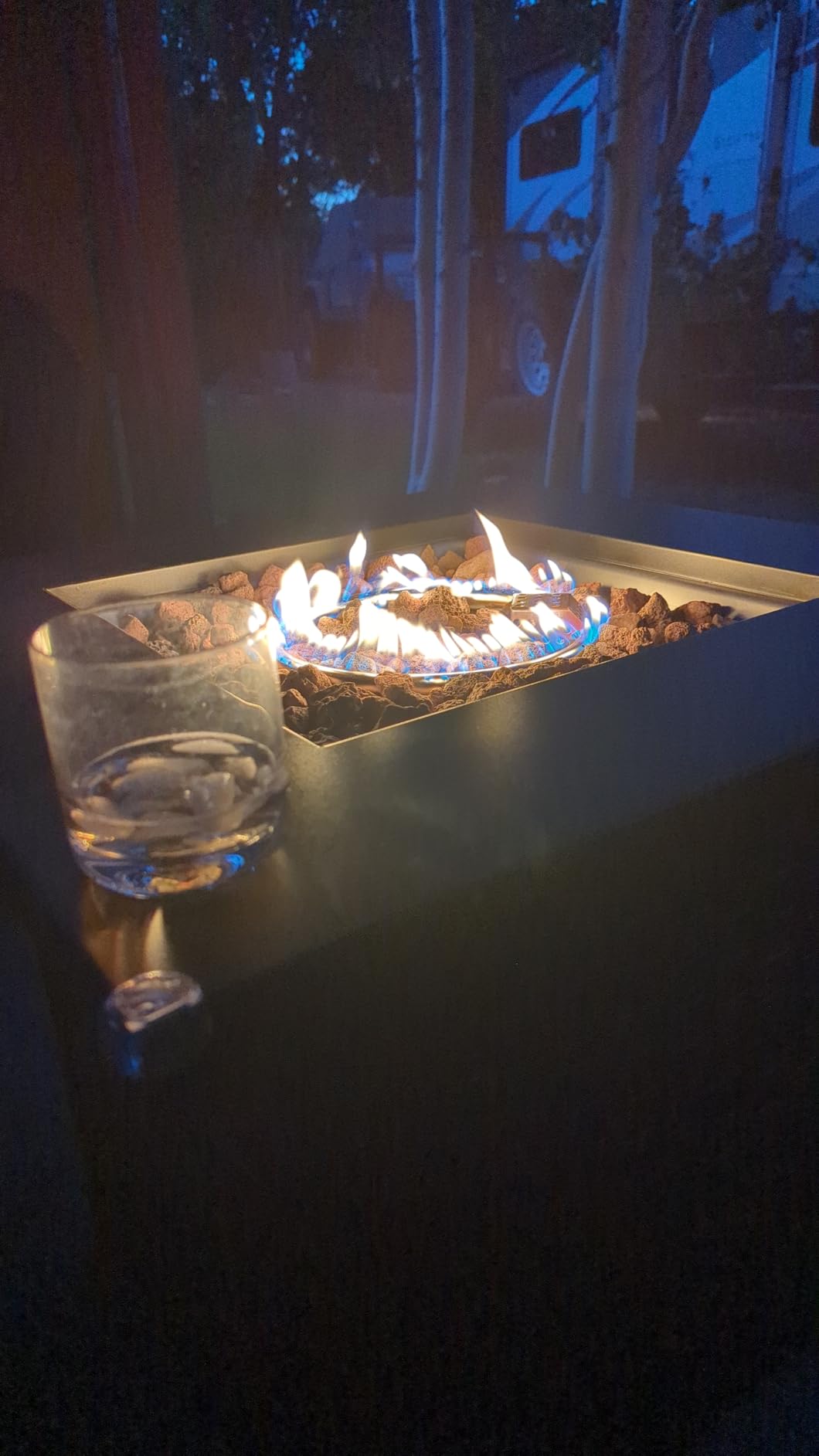 Ciays 43″ Fire Pit Table with Glass Beads & Lid, CSA-Certified Gas Fire Pit with Cup Holders, Hanging Shelf & Nylon Cover, Large Outdoor Fire Pit for Patio/Porch/Deck, 60,000 BTU Heat Output, CIFPT9B customer photo 1