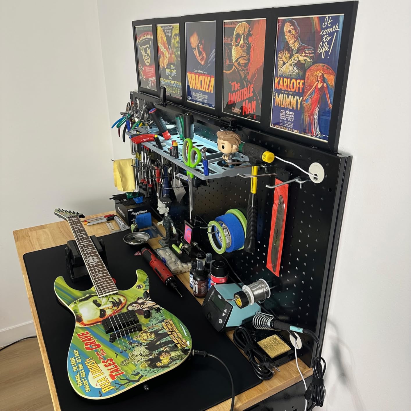 CAMMOO 48x24 Inch Garage Work Bench with Storage, Pegboard & Power Strip | Heavy Duty Adjustable Workbench With 2000 lb Load, Rubberwood Top, LED Light & ETL Outlets For Garage Workshop customer photo 1