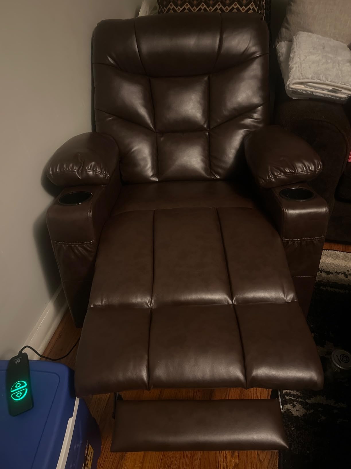 MCombo Power Lift Recliner Chair, Leather 7287 (Navy Blue, Medium) customer photo 1