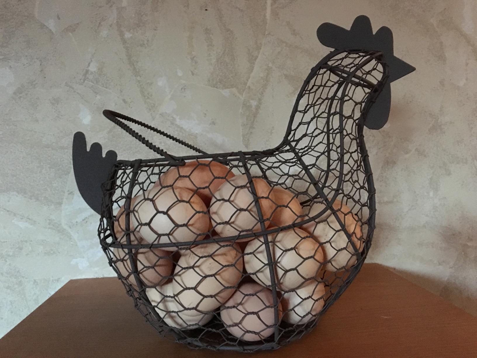 Tag 11.5 Antique White Farmhouse Rustic Vintage Chicken Wire Egg Basket With Handle For Egg Holder Fruit And Kitchen Living Room Home Rooster Decor Decoration Collecting And Countertop Storing Eggs customer photo 2