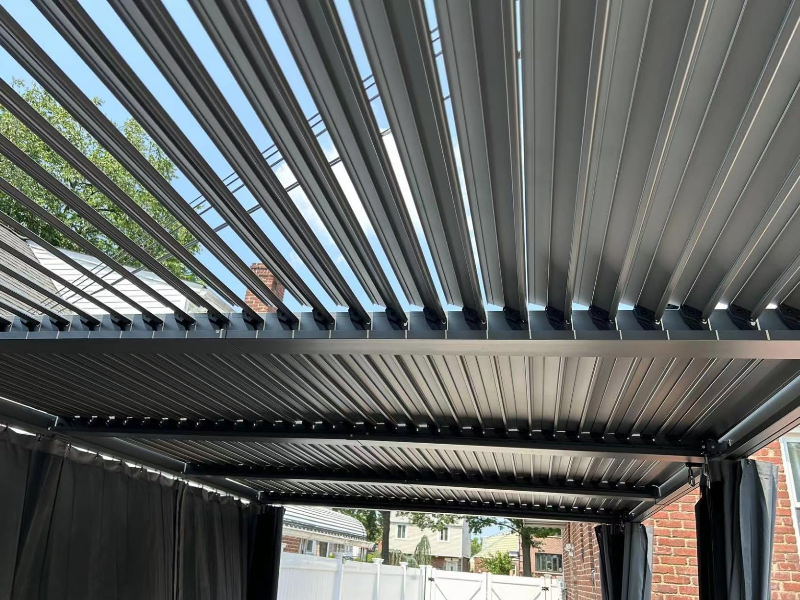 Aoxun Louvered Pergola 10x10 All-Aluminum, Waterproof Curtains and Netting customer photo 2