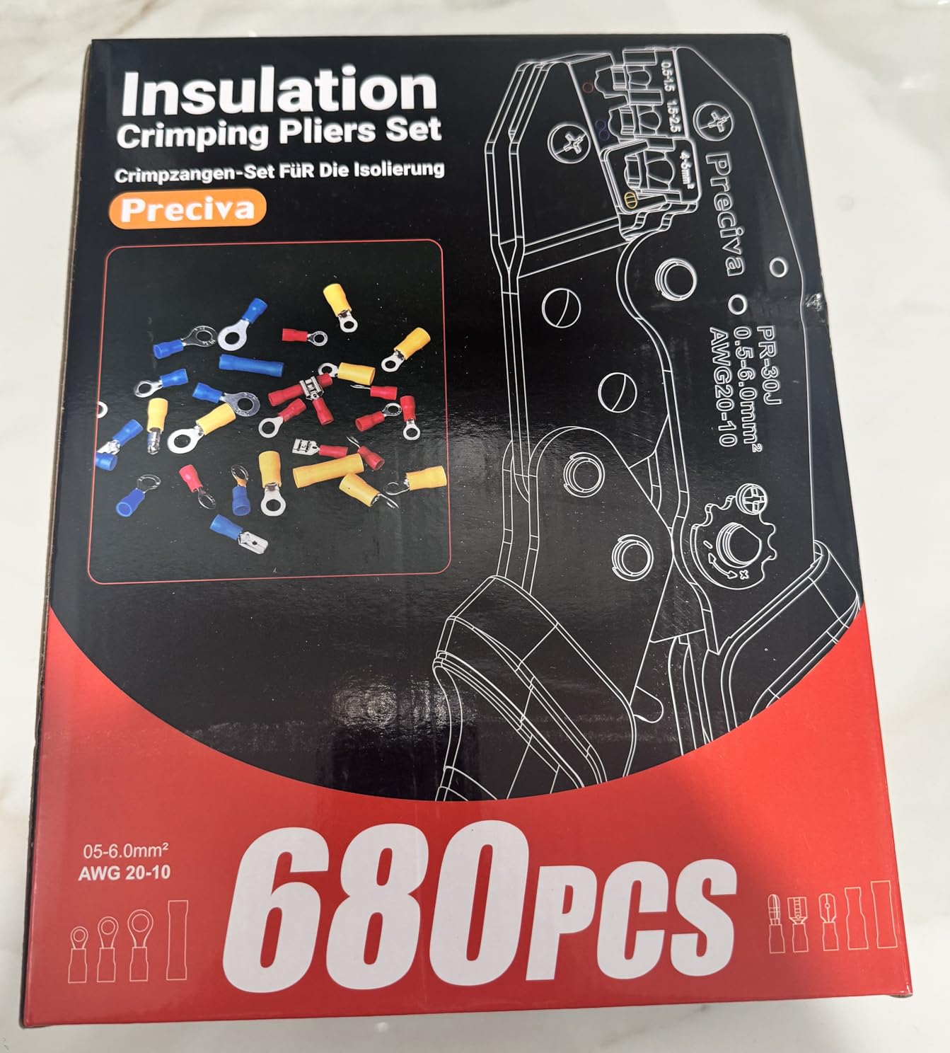 Preciva Crimping Tool for Insulated Terminals Wire Connectors, AWG20-10 Ratchet Crimper with 425 Pcs Insulated Terminals Connectors customer photo 2
