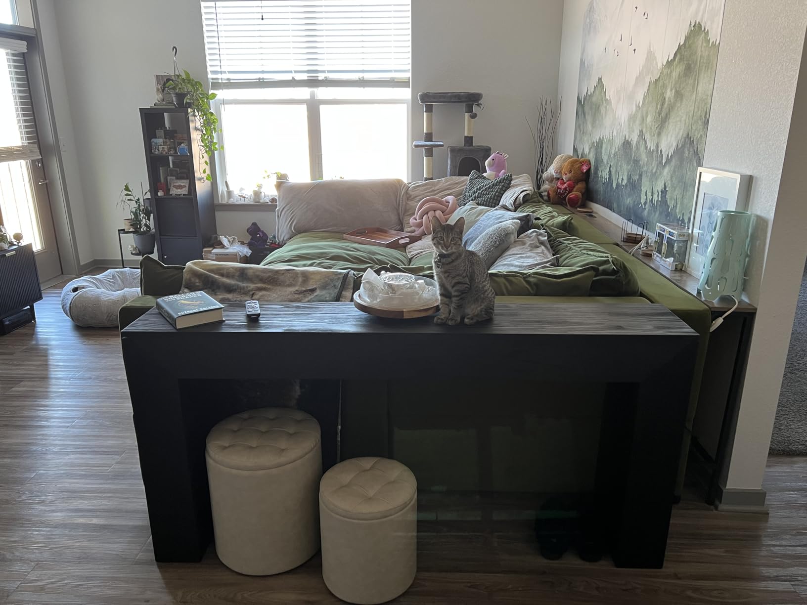 Leather Storage Ottoman Round, Foot Stool with Storage for Living Room customer photo 1