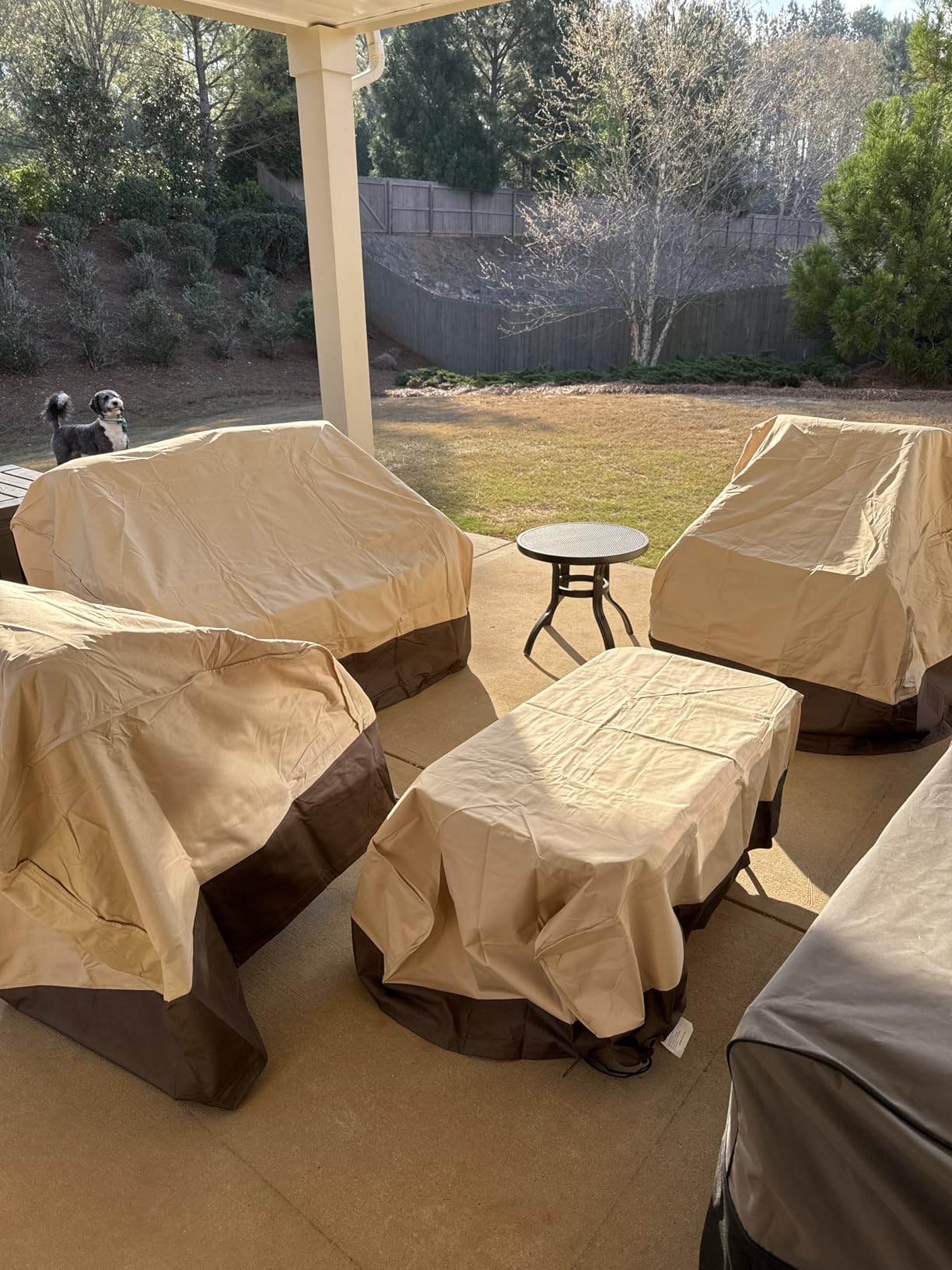 loriano Patio Furniture Cover Set Waterproof 4 Piece Beige Large customer photo 2
