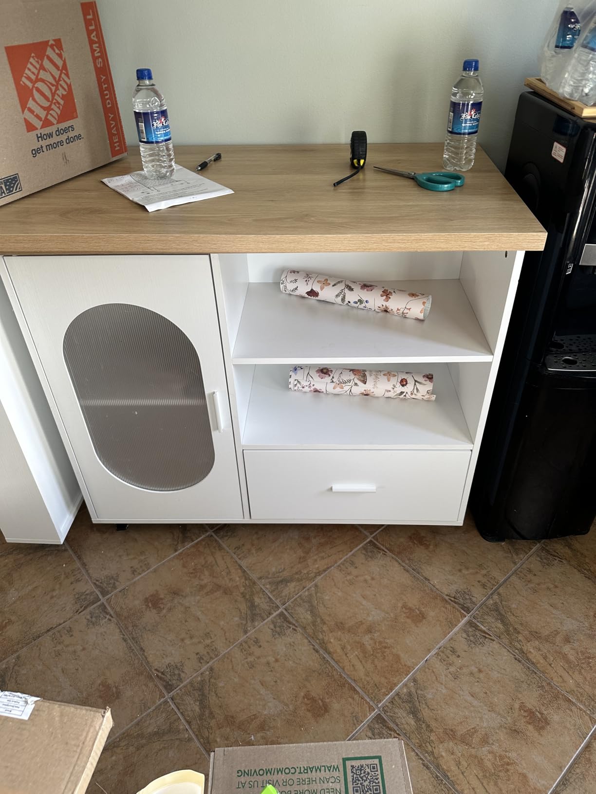 HSH 72” Rolling Kitchen Island with Seating & Storage on Wheels, White Oak customer photo 2