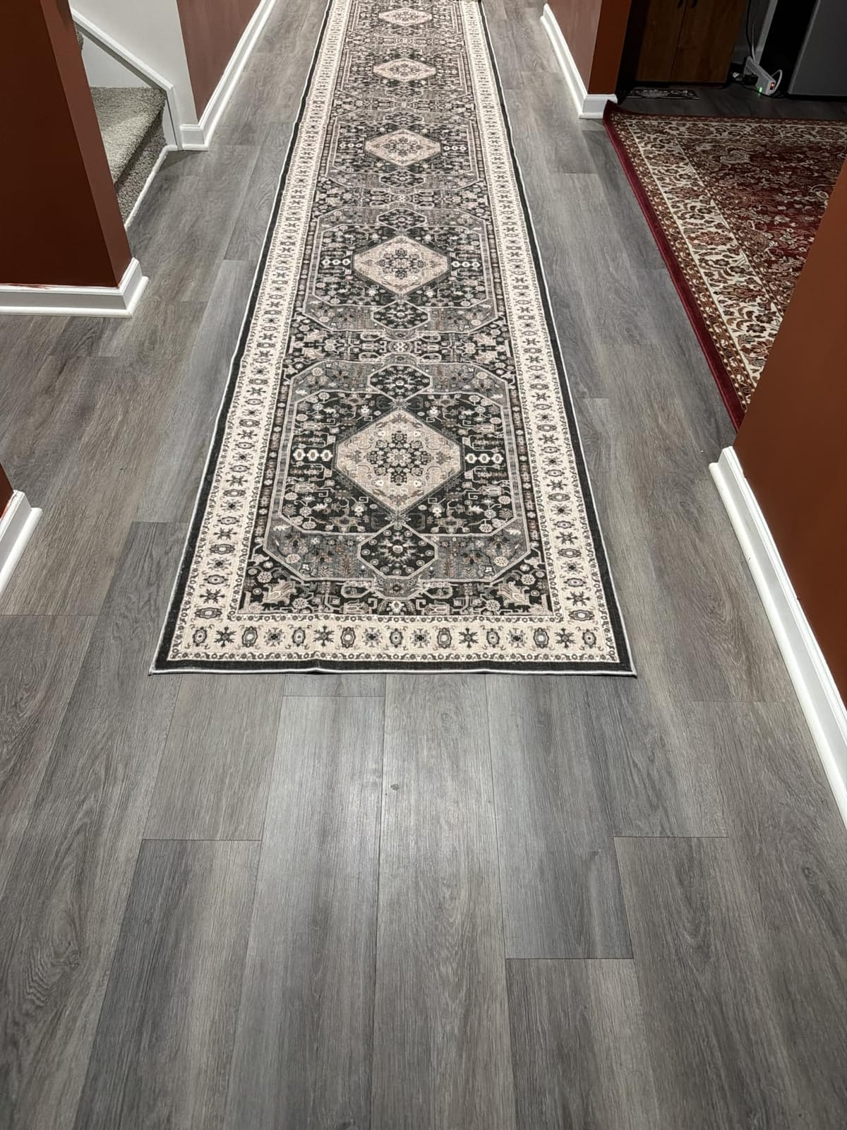 RUUGME 2x5 Hallway Runner Rug: Easy Clean Washable Carpet for Entryway Bedroom Kitchen Non Slip Non-Curl Edges Rugs Vintage Indoor Floor Mat - Perfect for High Traffic Areas with Pets 2'x5' Grey customer photo 2