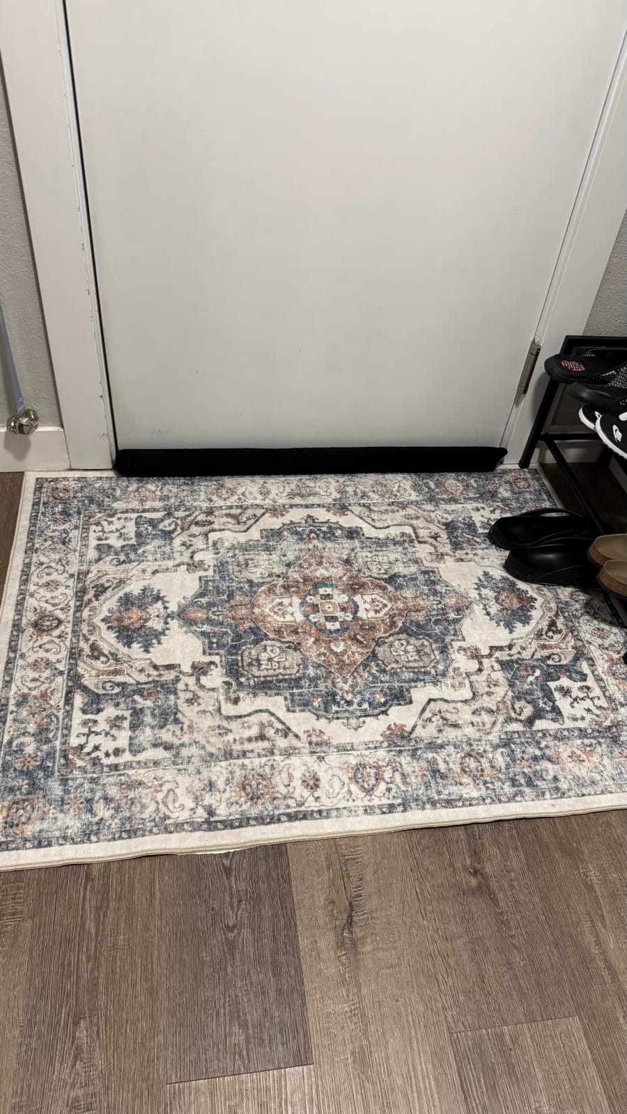 2x3 Washable Vintage Area Rug: Indoor Soft Entryway Rug with Non Slip Backing Water Resistant Carpet for Kitchen Bathroom Laundry Low Pile Door Mat Perfect for Homes with Cats & Dogs(2x3,Blue) customer photo 1