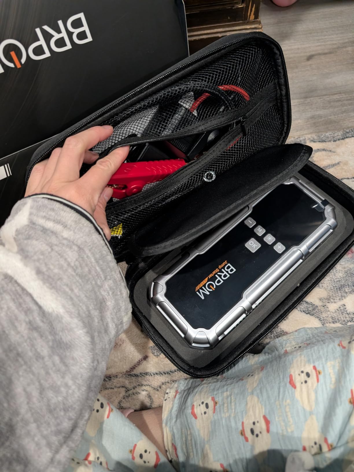 Jump Starter with Air Compressor, BRPOM 8000A Portable Car Jump Starter (All Petrol/12L Diesel), 160PSI 12V Battery Jump Starter Power Pack with Jump Clamps, LCD Screen, 600 Lumens Emergency Light customer photo 2