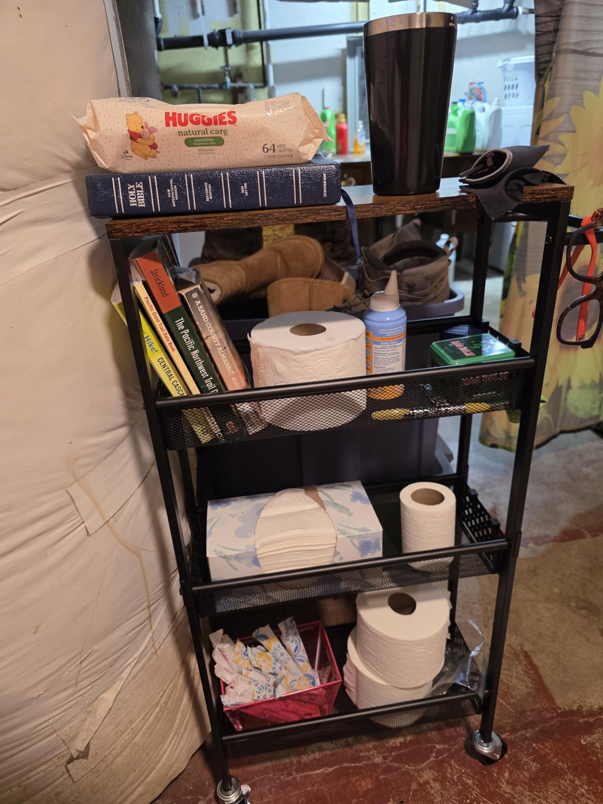 Vivihomety 4-Tier Slim Utility Rolling Laundry Cart with Wheels, Metal customer photo 2
