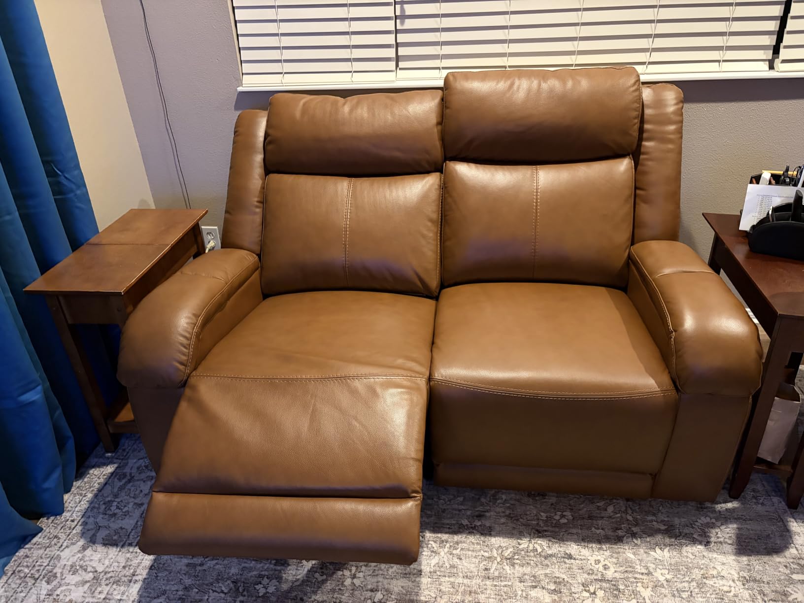 Watson & Whitely Wall Hugger Power Reclining Loveseat, 2-Seater, Saddle customer photo 2