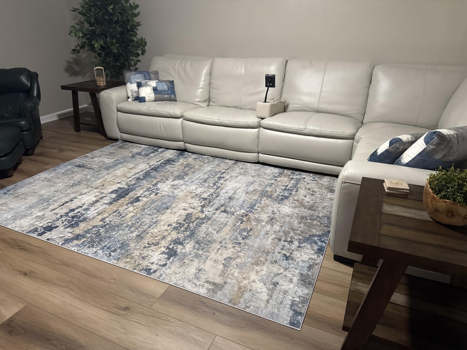 pmtsns Area Rugs 8x10 for Living Room: Washable Rug Modern Abstract Neutral Soft Non-Slip Low-Pile Indoor Large Carpet for Bedroom Dining Room Playroom Home Office (Blue Grey Brown, 8'x10') customer photo 1