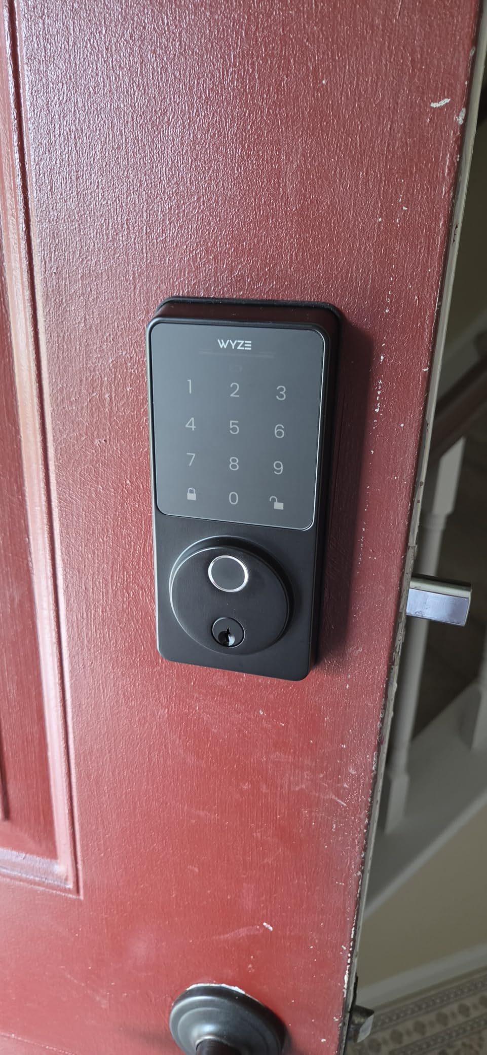 Wyze Auto-Lock Bolt v2, Fingerprint Keyless Entry Smart Lock, AI Learning Scanner with Wi-Fi Front Door Lock Deadbolt, Auto-Lock, 8 Months Battery, BHMA2, IP53, Anti-Peep Keypad, Backup Keys customer photo 1