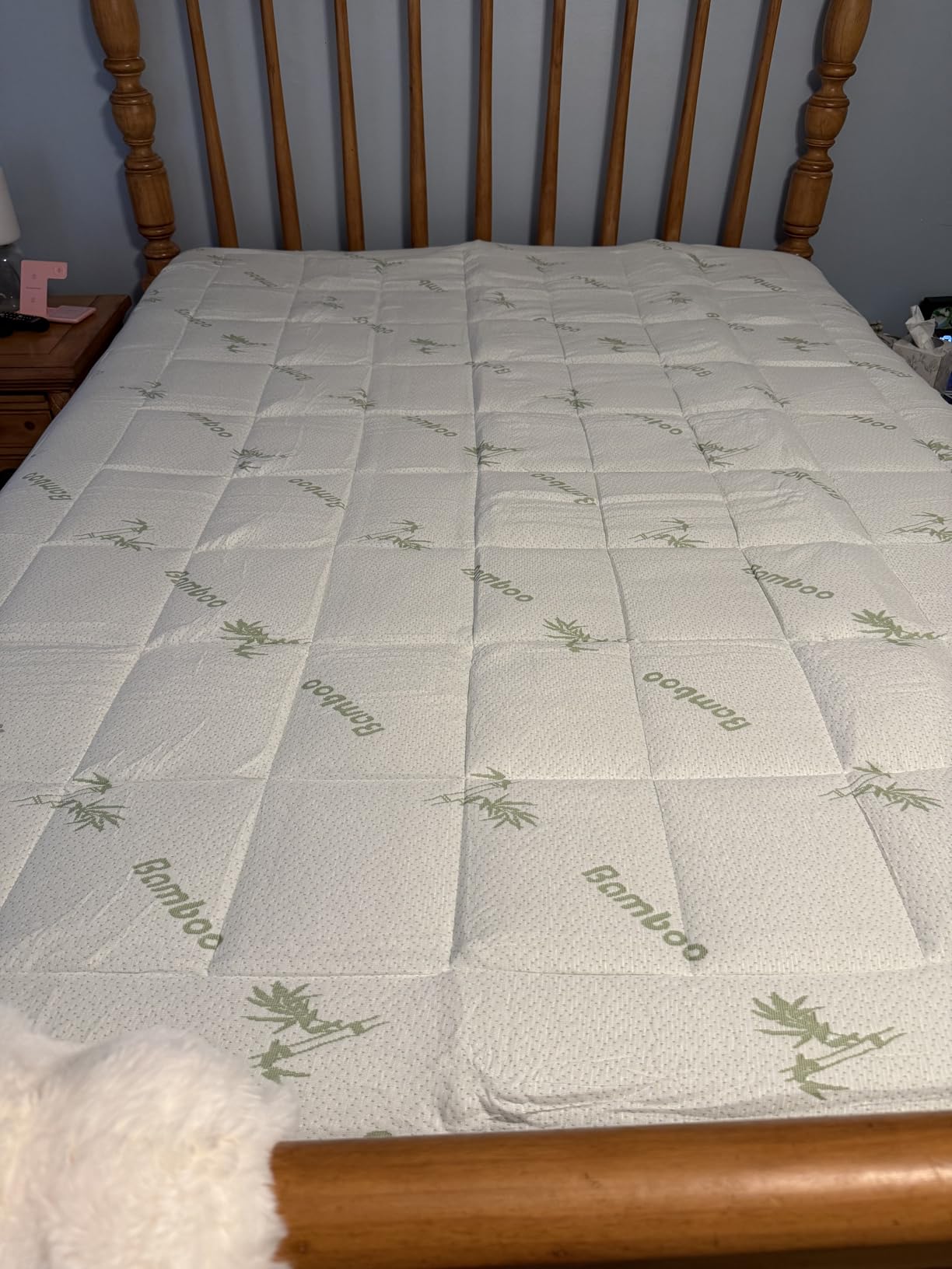 Cooling Mattress Topper Queen – Extra Soft Pillow Top Mattress Pad, Breathable Viscose Made from Bamboo Mattress Protector for Back Pain Relief, Deep Pocket Cover Fits 8–21 Inch customer photo 2
