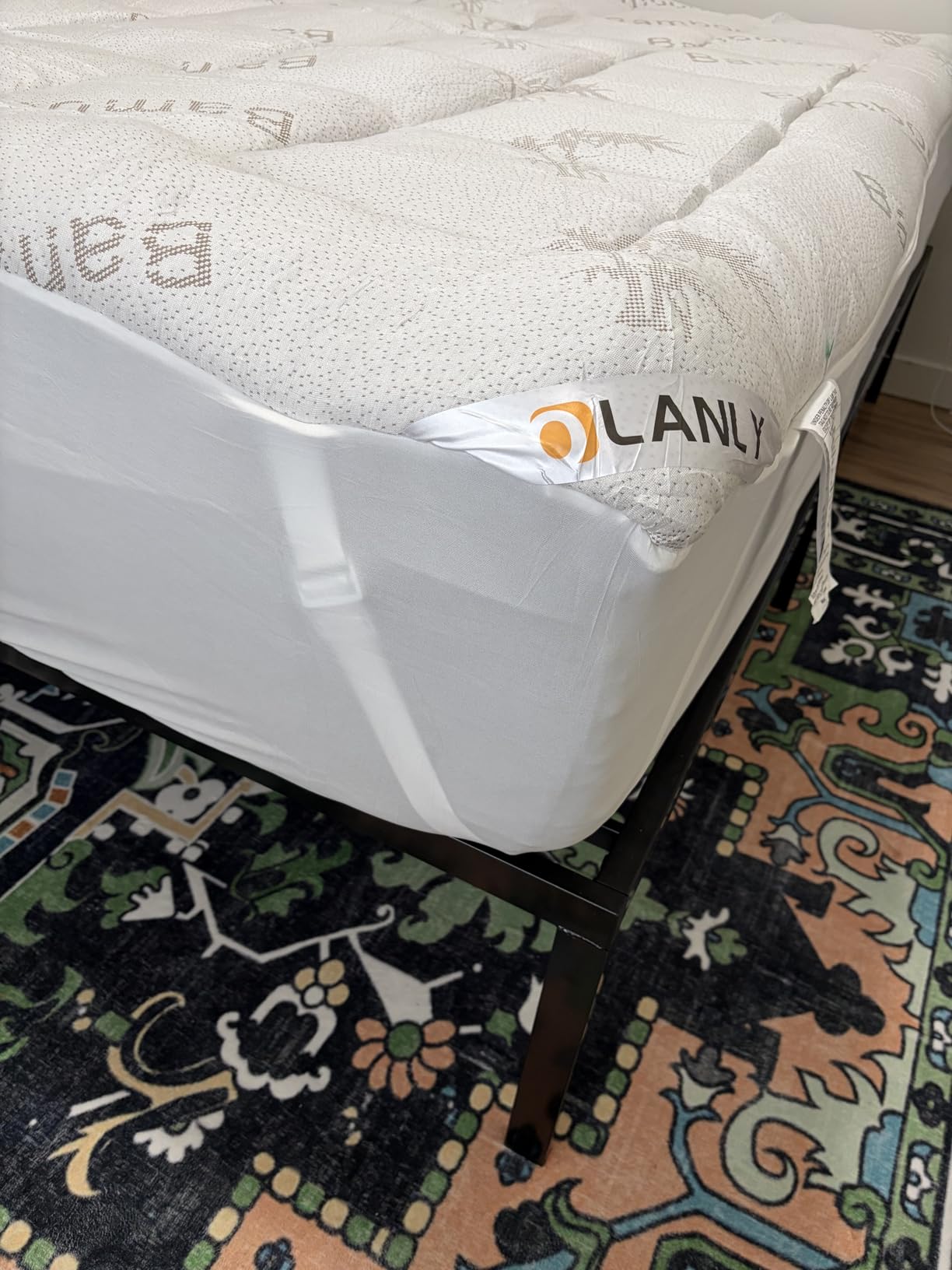 OLANLY Queen Bamboo Viscose Cooling Mattress Topper, Dark Gray customer photo 2