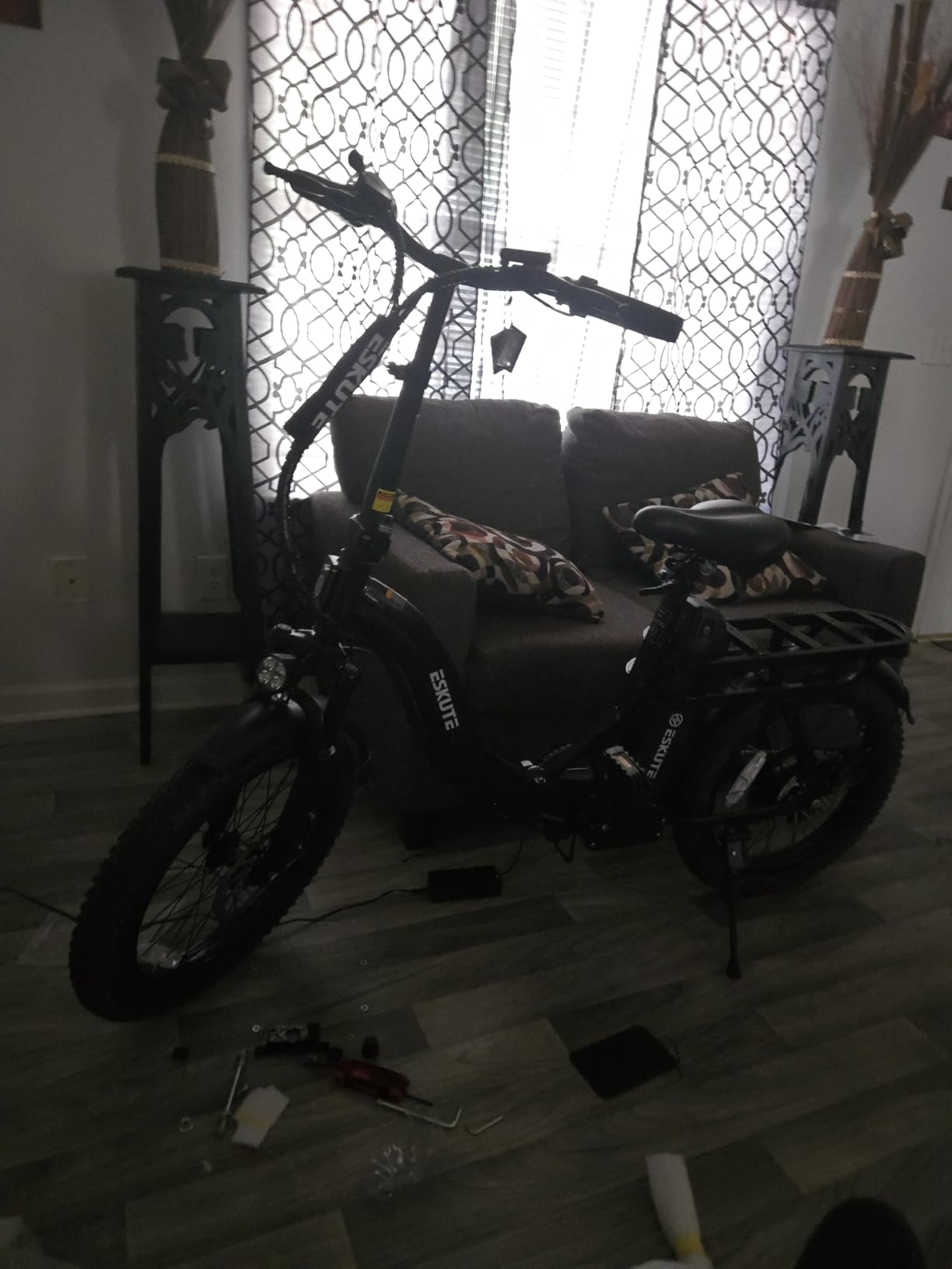 ESKUTE Electric Bike for Adults – 1200W Peak Motor, Folding 20x3 Fat Tire E‑Bike, 48V 13Ah Battery, Step‑Through Cargo Fold Ebike, NFC Unlock, 20+ MPH, 7‑Speed, Up to 55 Miles customer photo 2