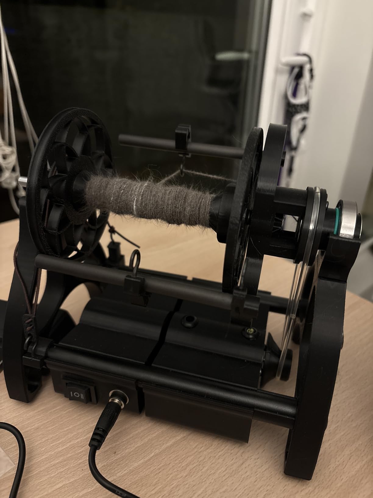 Electric Yarn Spinner Winder Spinning Wheel for Wool with 3 Bobbins, Small Yarn Winder with Forward & Reverse, Free Speed Adjustable (Green) customer photo 1