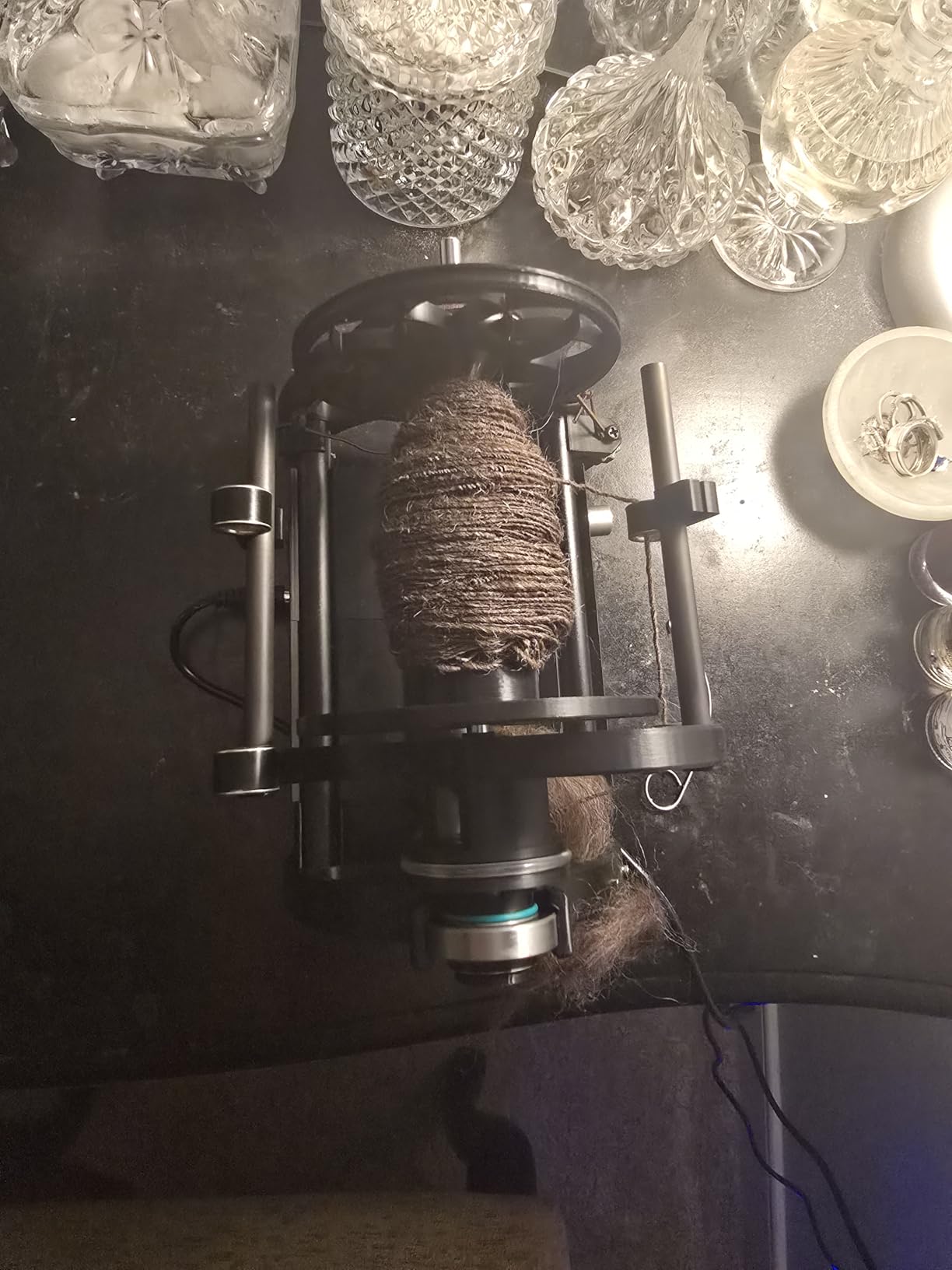 Electric Yarn Spinner Winder Spinning Wheel for Wool with 3 Bobbins, Small Yarn Winder with Forward & Reverse, Free Speed Adjustable (Green) customer photo 2