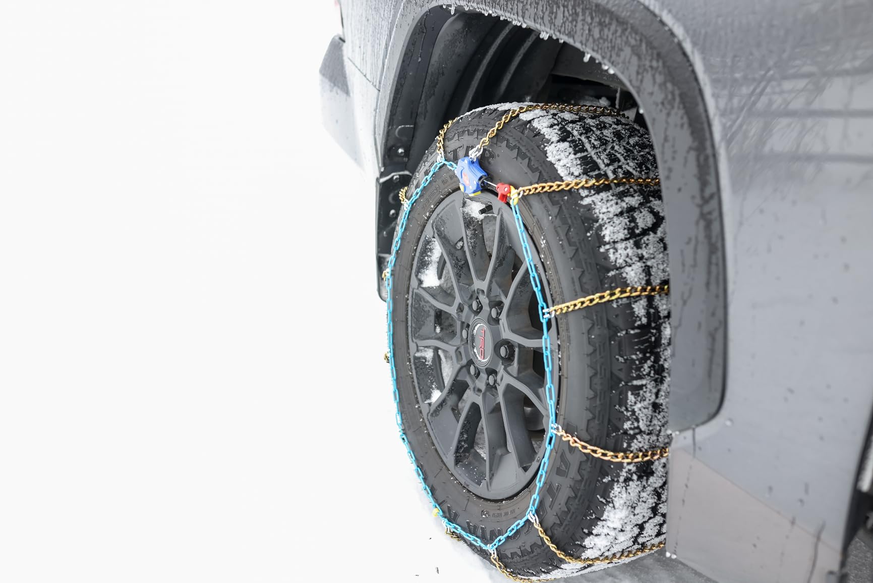Auto Tightening Snow Chains for Cars, SUVs & Pickup Trucks – 1-Min Quick-Fit Auto Installation, Reusable Universal Emergency Traction Tire Chains – Set of 2（ALN80） customer photo 2