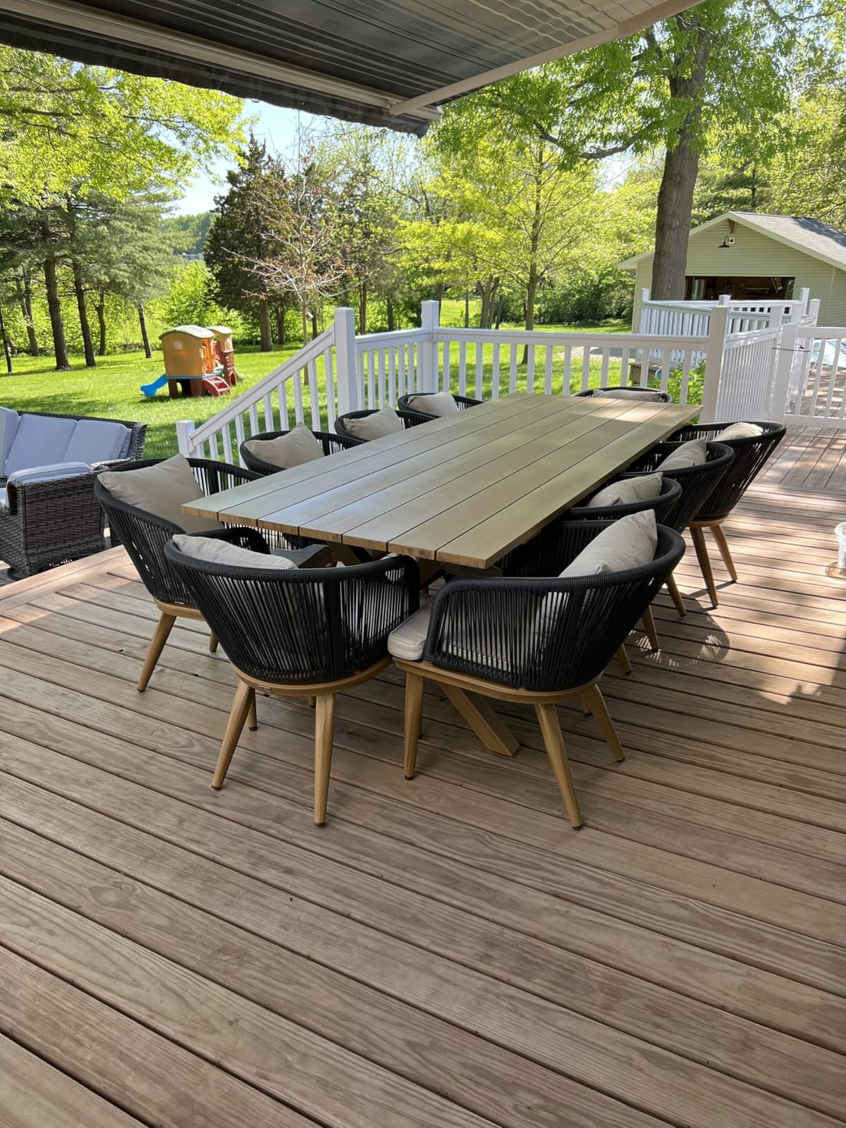 PURPLE LEAF 7 Pieces Patio Dining Set, Grey Aluminum Table and Taupe Chairs customer photo 2