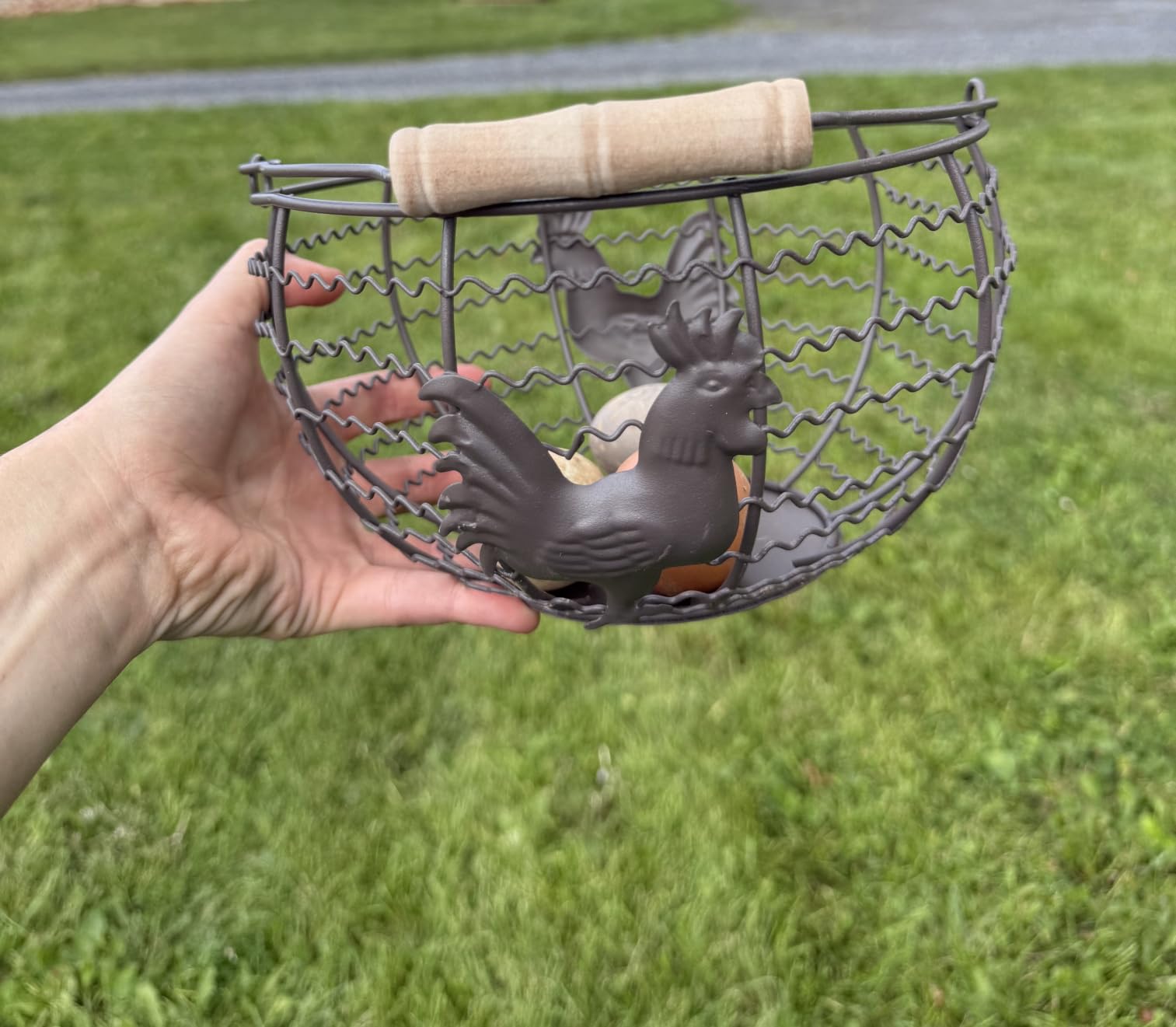 Farmhouse Egg 8'' Basket for Gathering Fresh Eggs, Wire Egg Basket customer photo 2