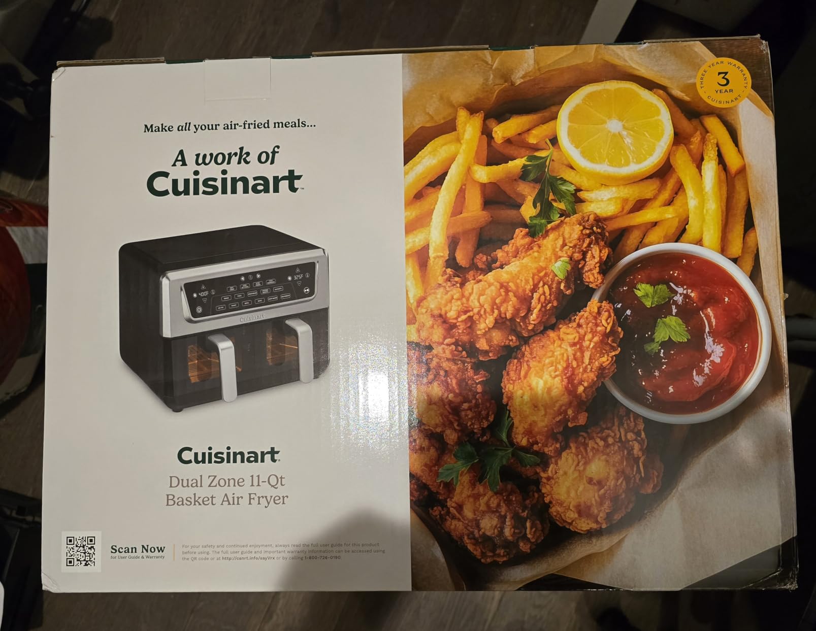 Cuisinart Dual Basket Air Fryer, Two Baskets 11 Qt in Total, 6 Functions: Air Fry, Roast, Bake, Broil, Dehydrate & Keep Warm, Features Sync Finish & Sync Settings, Toss Reminder & Auto-Pause, ADZ-112 customer photo 1