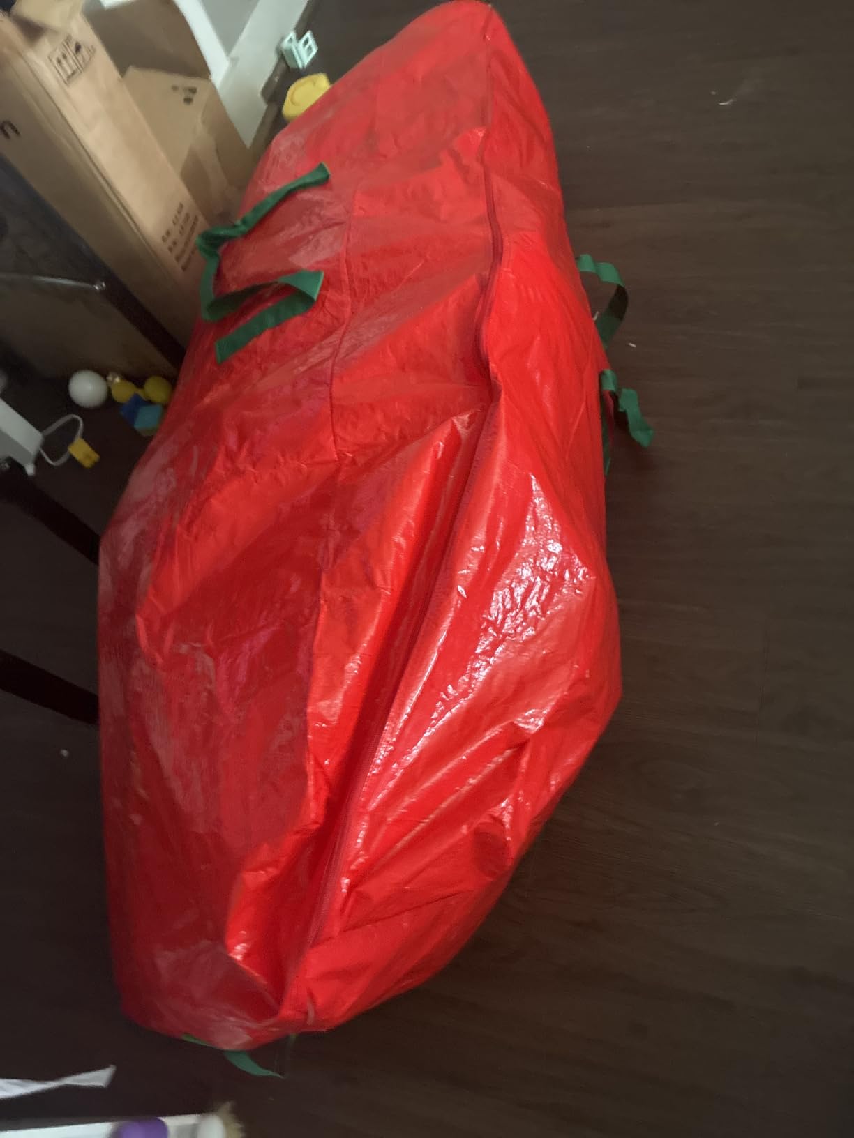 KRYSTY Durable Large Christmas Tree Storage Bag,Fits Up to 9 ft Artificial Trees,Heavy Duty Zipper&Reinforced Handles For Christmas Tree Bag,Protects Against Dust,Moisture & Damage,Red customer photo 2