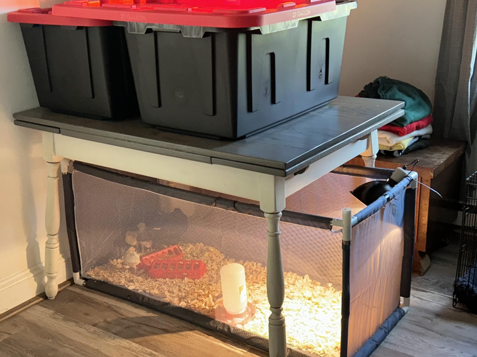 Chicken Brooder Box Starter Kit, 10.6 ft³ Indoor Brooder for Chicks, Ducklings & Quail, Stainless Steel Frame, Waterproof Oxford, 75W Heat Lamp, Feeder, Waterer & Perch, 47.2