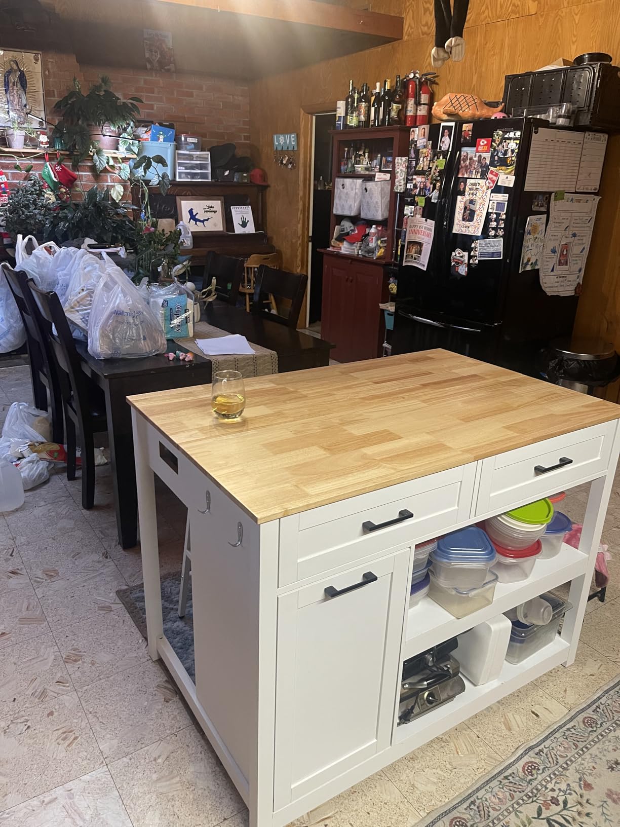 DynJest Kitchen Island with Storage and Seating Include 2 Bar Stools, White customer photo 1