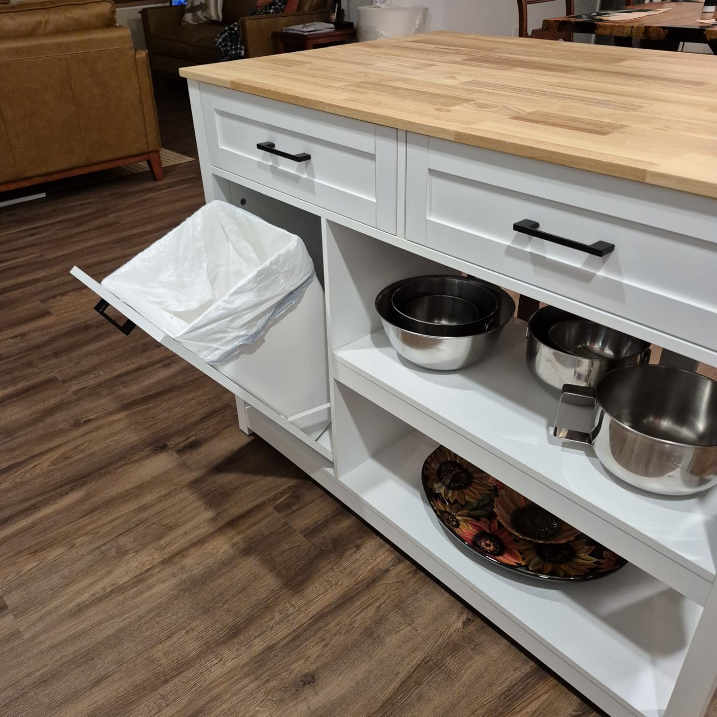 DynJest Kitchen Island with Storage and Seating Include 2 Bar Stools, White customer photo 2