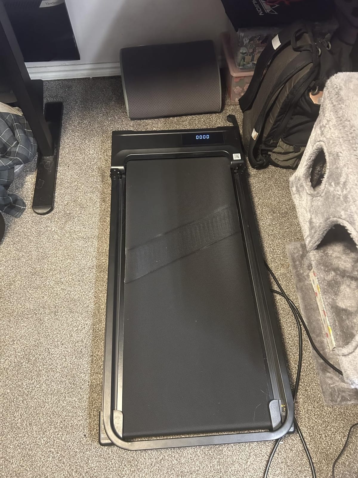 Walking Pad Treadmill for Home - Folding Treadmills with Handle Bar Portable Compact Fold up Indoor Foldable Handles Electric Walk Pads Small Spaces Mini Running Quiet Under Bed Office customer photo 1