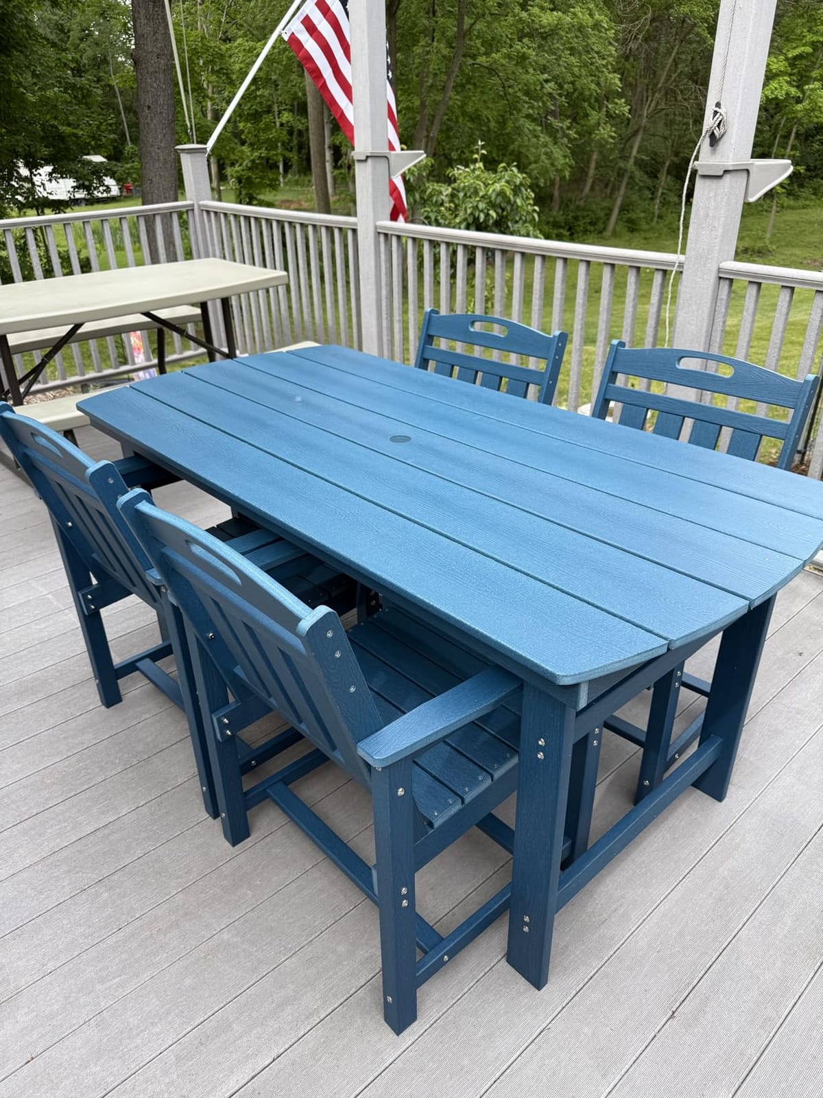Ciokea HDPE Outdoor Dining Set of 6, Patio Table and Chairs Sets, Grey customer photo 1