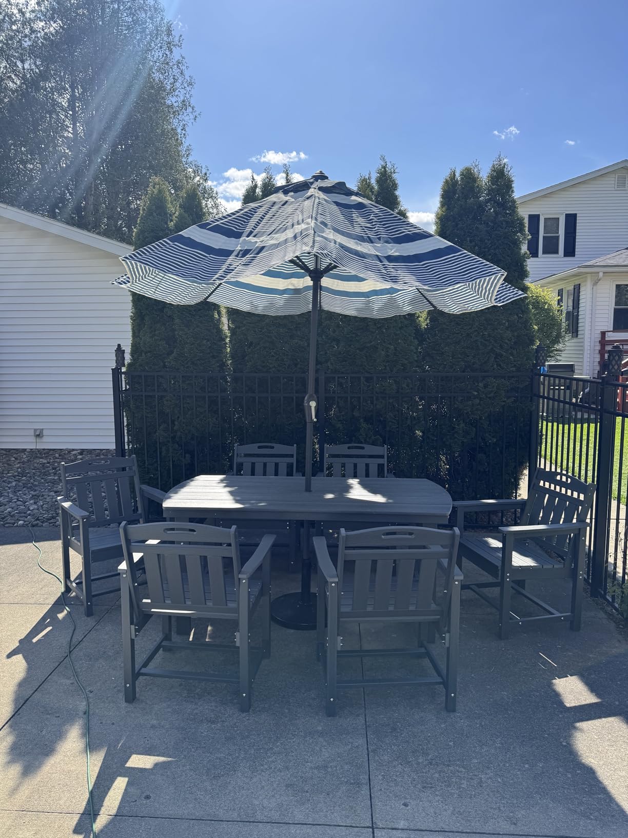 Ciokea HDPE Outdoor Dining Set of 6, Patio Table and Chairs Sets, Grey customer photo 2