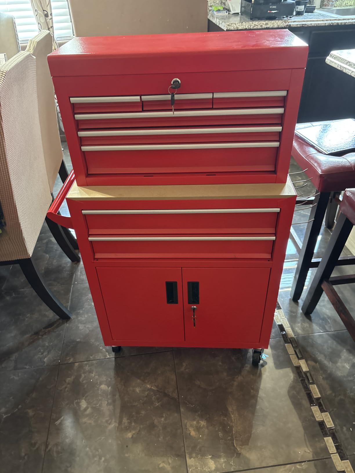 INTERGREAT Rolling Tool Chest with Wheels and 5 Drawers, Detachable Tool Cabinet with Lock for Garage, Locking Mechanic Tool Cart with Black Liner for Warehouse, Workshop, High Capacity customer photo 1