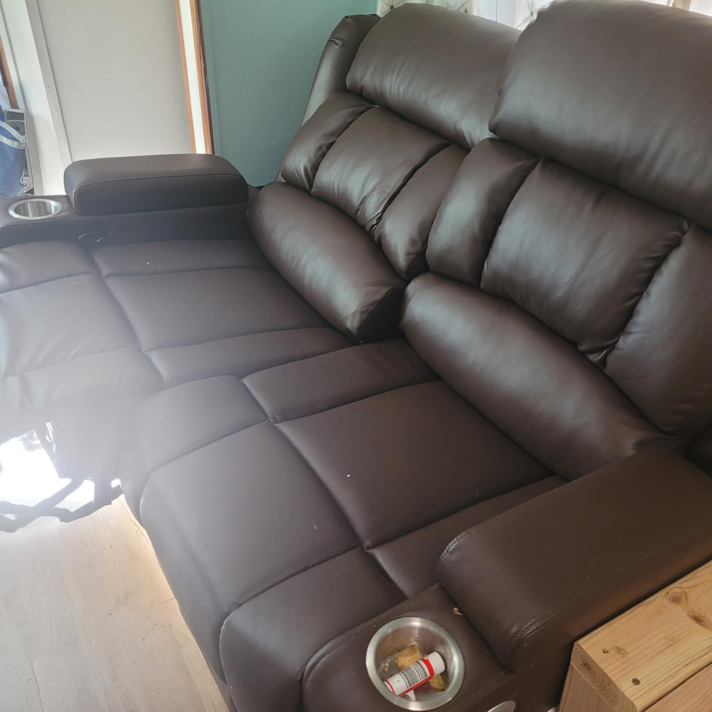 Loveseat Recliner Sofa with Flip Backrest Design, 3 Seat RV Recliner Sofa with USB Ports & Pockets, Wall Hugger Reclining Loveseat with Cup Holders & Drawer, RV Couch for Home Theater Seating customer photo 1