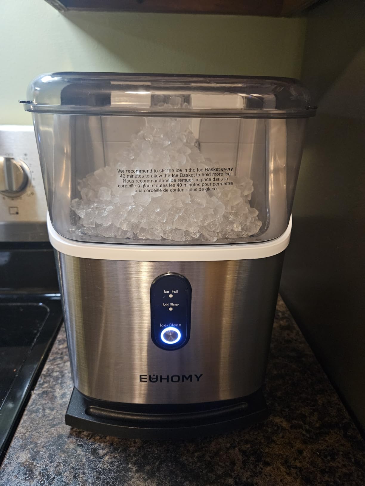 EUHOMY Nugget Ice Maker Countertop, Ready in 7 Mins, 35Lbs/24H Pebble Ice Maker Machine, Self-Cleaning Countertop Sonic Ice Makers with Ice Scoop&Basket, Pellet Ice Maker for Home, Stainless Steel customer photo 2