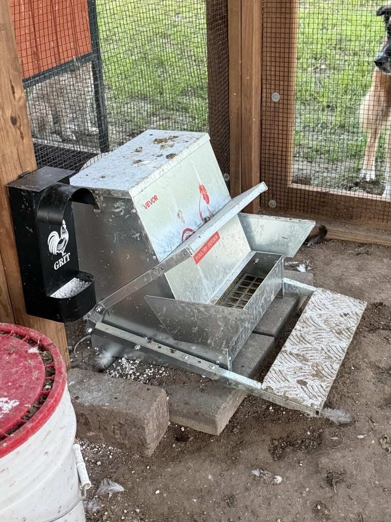 VEVOR Automatic Chicken Feeder, 25 lbs Upgraded Rainproof Treadle Poultry Feeder with Lockable Lid, No Waste, Galvanized Steel Construction, Outdoor Use, for Chicken, Bantams, Poultry, Pheasants customer photo 1