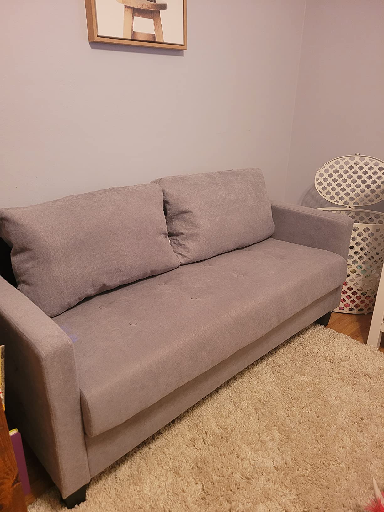 STHOUYN 73” Black Faux Leather Sofa, 3 Seater Couch for Office, Living Room customer photo 1