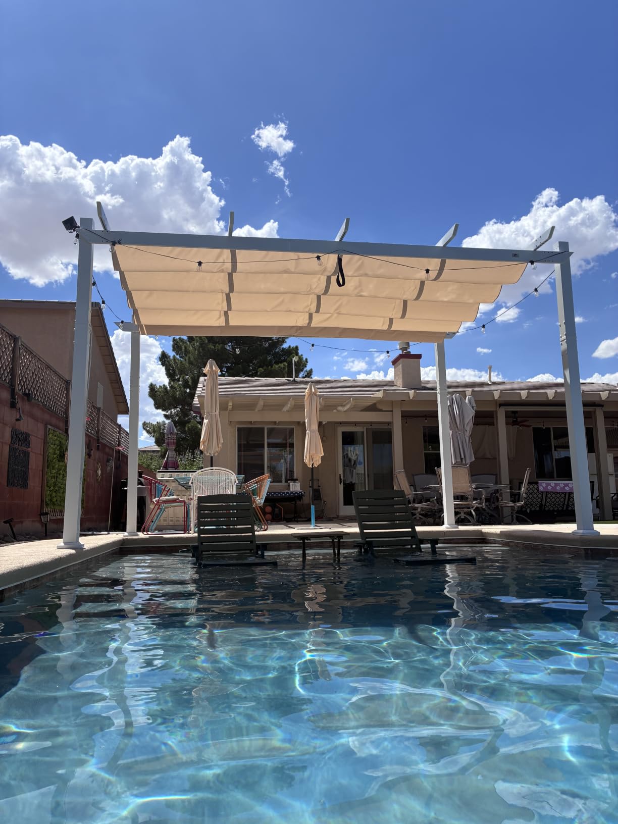 PURPLE LEAF Outdoor Pergola 10' x 13' White Pergola, Double Canopy, White customer photo 1