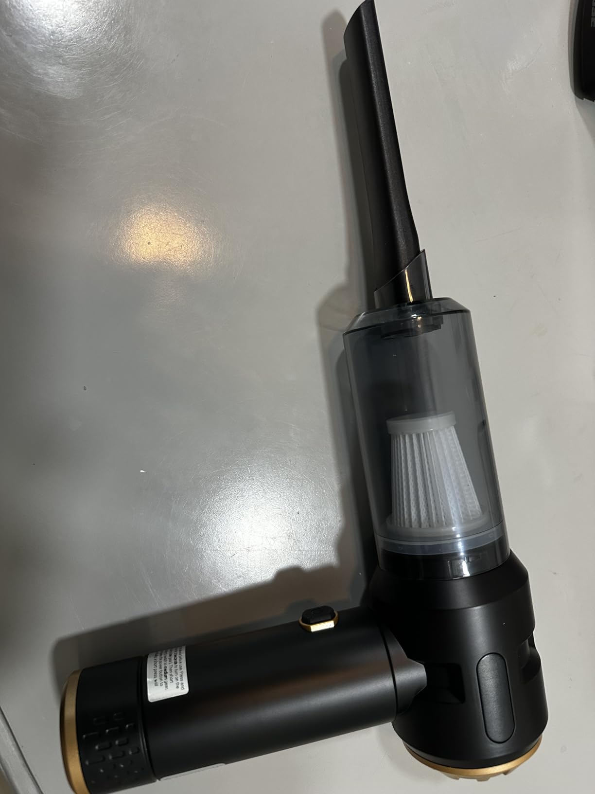 Handheld Vacuum Cleaner Cordless, 23000Pa Powerful Car Mini Vacuum Cleaner, Rechargeable Portable Lightweight dust Catcher for Home Car Carpet Stairs Pet Hair Deep Cleaning（Black-Gold）. customer photo 2