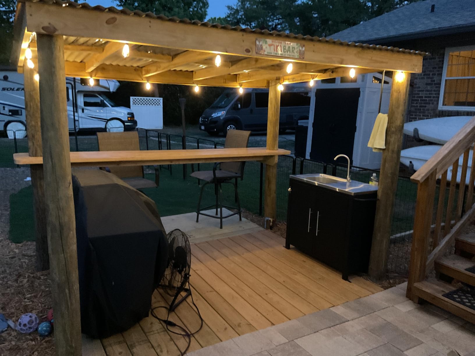 Outdoor Grill Table with Sink, Metal Worktable Kitchen Cabinet Island customer photo 2