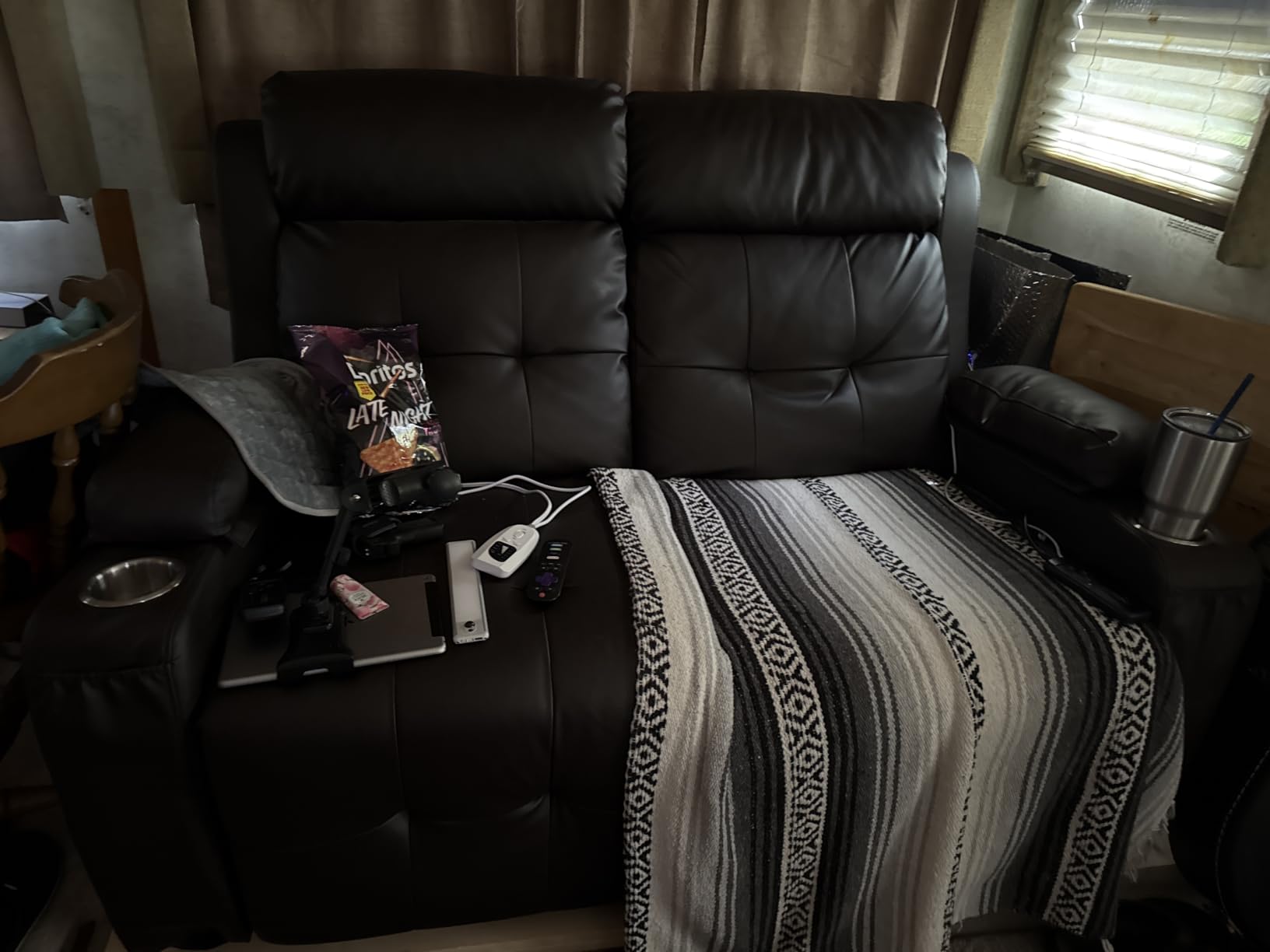 RV Loveseat Recliner Sofa, Wall Hugger Reclining RV Couch with USB customer photo 2