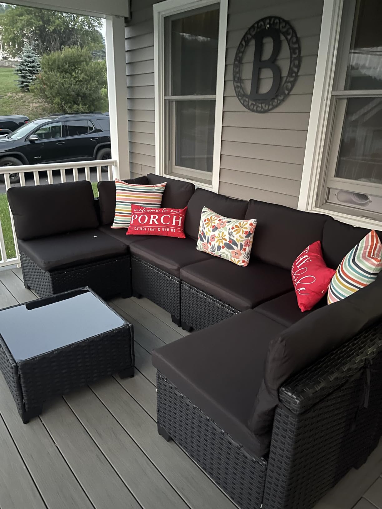 LOUVIXA 7 Piece Outdoor Patio Furniture Set, Outdoor Sectional Sofa, Wicker Rattan Patio Furniture, Patio Conversation Set with Coffee Table & Cushions customer photo 1