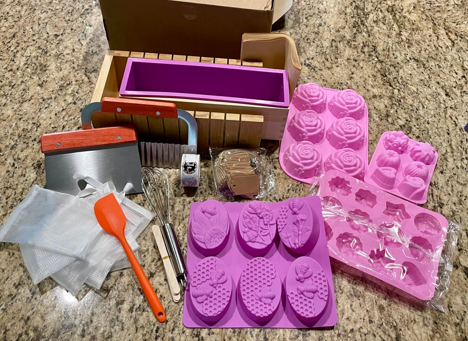 Soap Making Kit for Adults All-in-One Soap Making Supplies Includes Melt & Pour Goat Milk Soap Base, Silicone Loaf Molds, Premium Cutting Box & 500+PCS DIY Handmade Soap customer photo 1