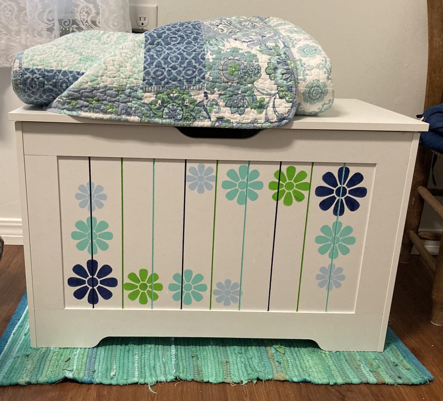 VASAGLE Boho Storage Bench with Rattan Look, Rounded Corners customer photo 1