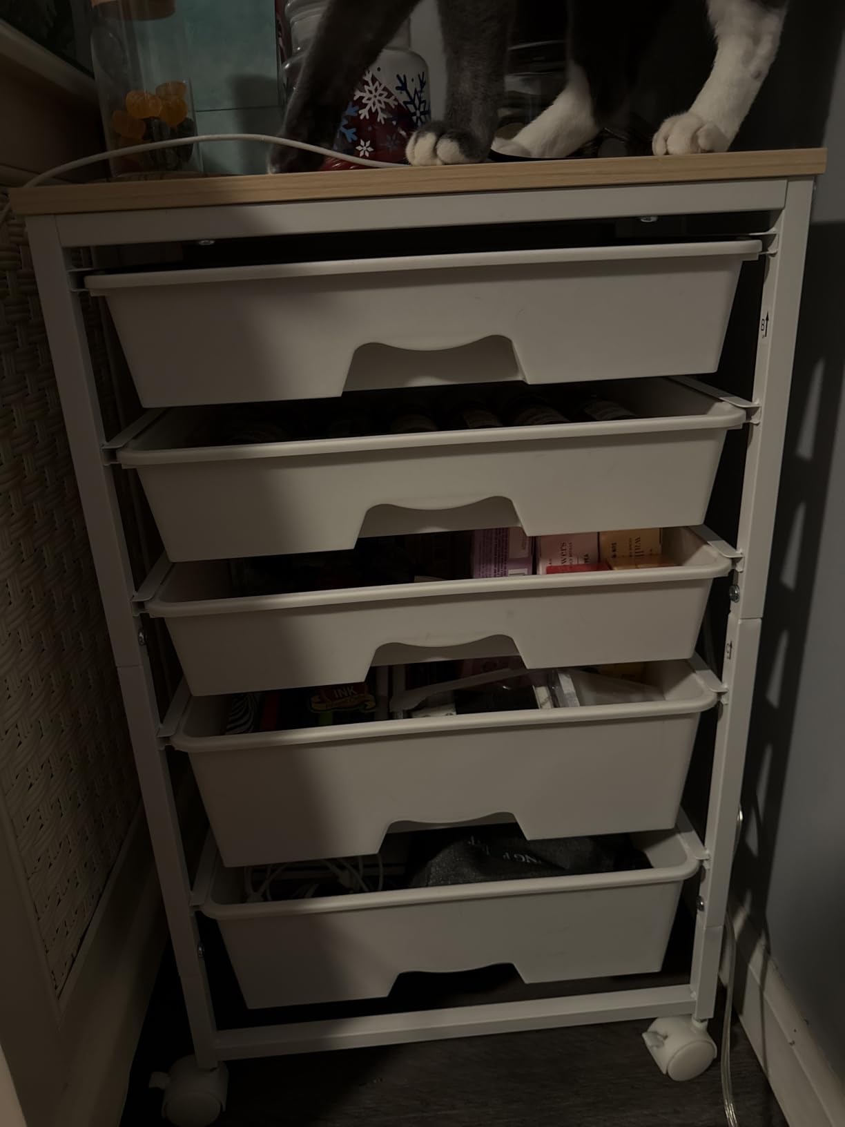 SUNALLY Rolling Carts with 5 Drawers, Storage Drawer Carts for Craft, Green customer photo 2