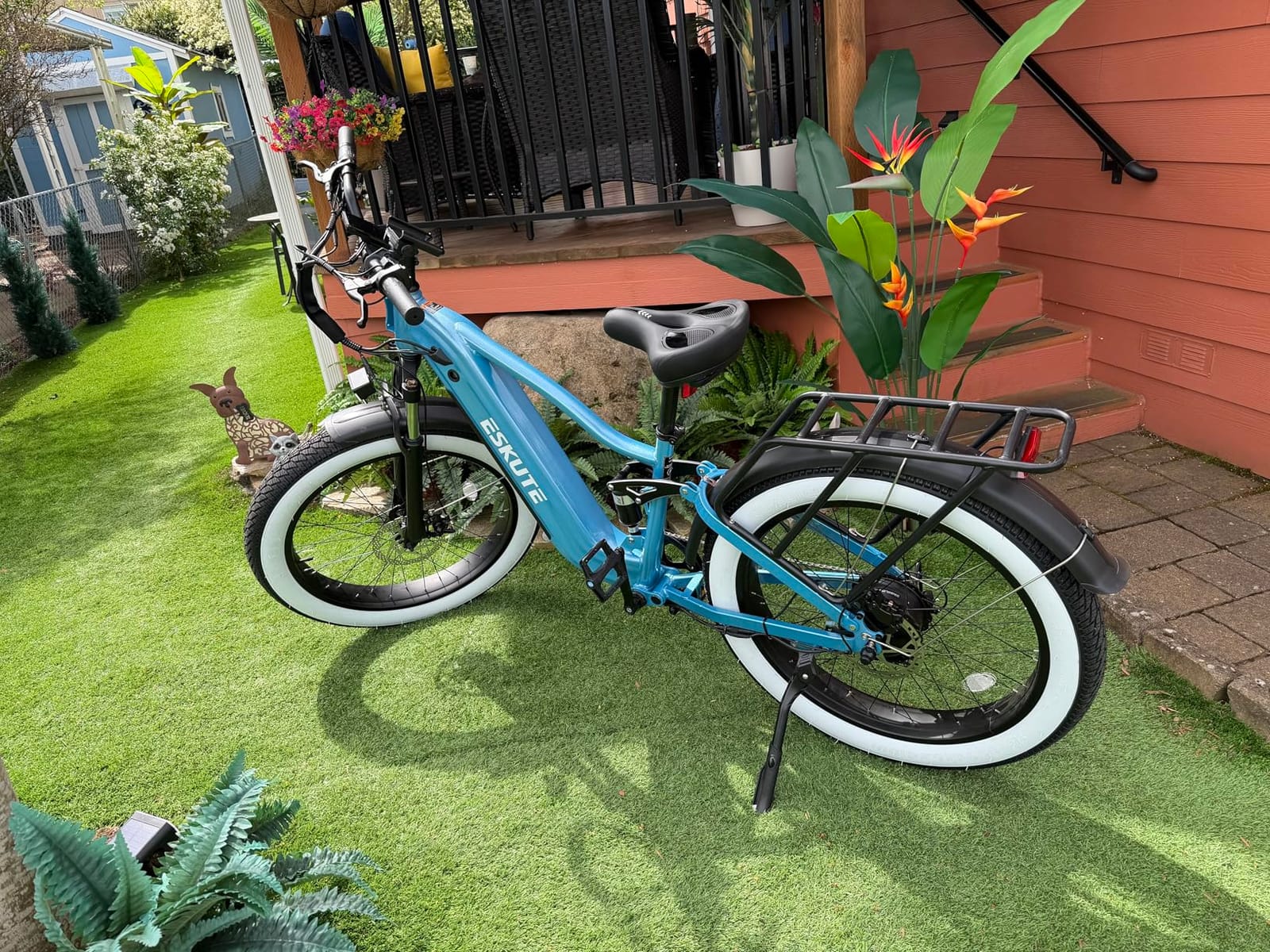 ESKUTE Electric Bike for Adults - 48V20.8Ah Battery Hunting Ebike up to 86 Miles, 32+MPH, Peak 1800W, 26x4.0 Fat Tire Step-Over 8-Speed Full Suspensions Mountain E-Bike customer photo 2