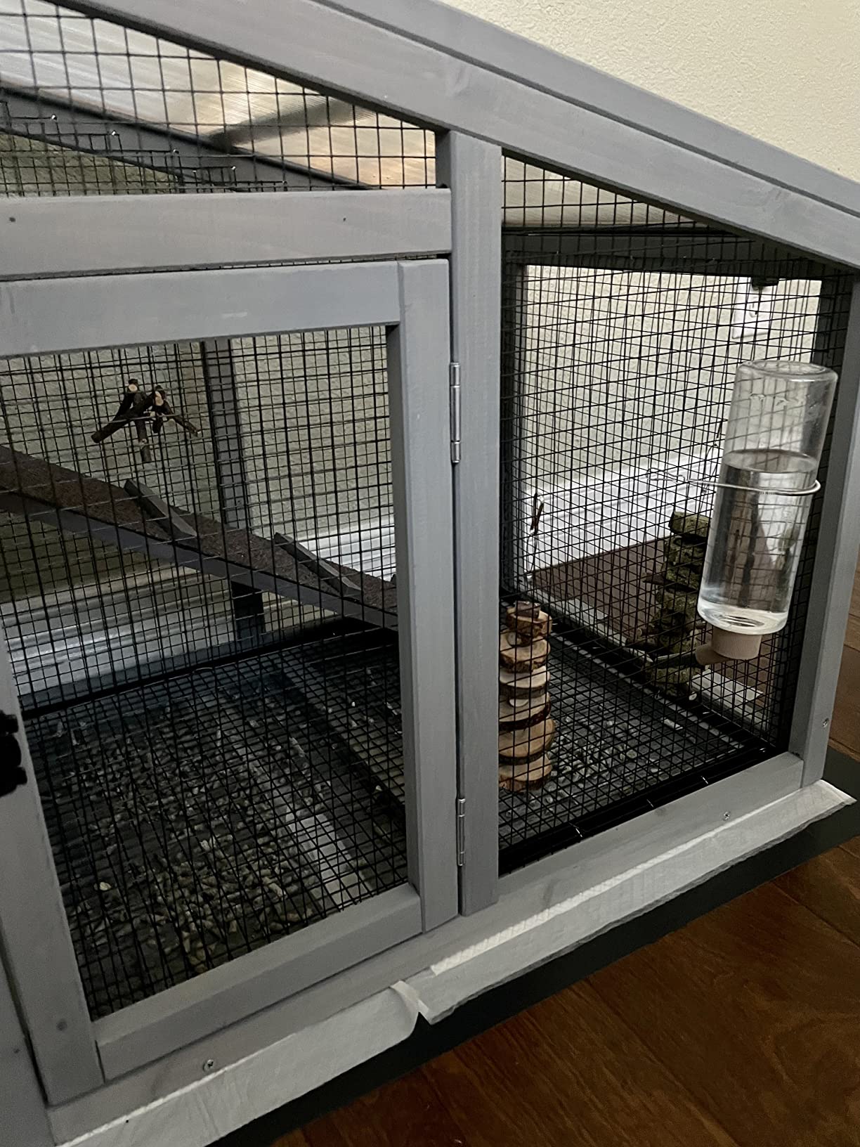 Wooden Chicken Coop, Large Chicken Tractor with Wheels, Weatherproof Hen House with Nest Box and Removable Tray, Mobile Poultry Hutch for 2-4 Chickens, Rabbits & Ducks (Grey) customer photo 1
