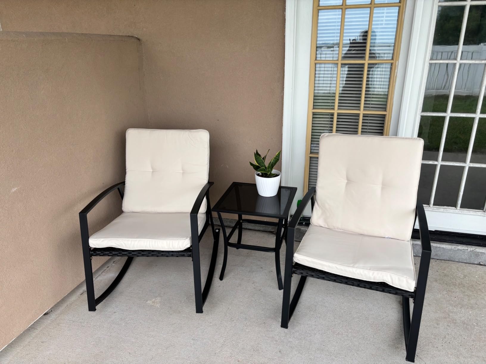 Shintenchi Outdoor Sectional Patio Furniture Set 4-Piece, All-Weather PE Rattan Sofa Couch with Cushions & Storage Coffee Table for Yard, Garden, Porch, Poolside (Beige) customer photo 1