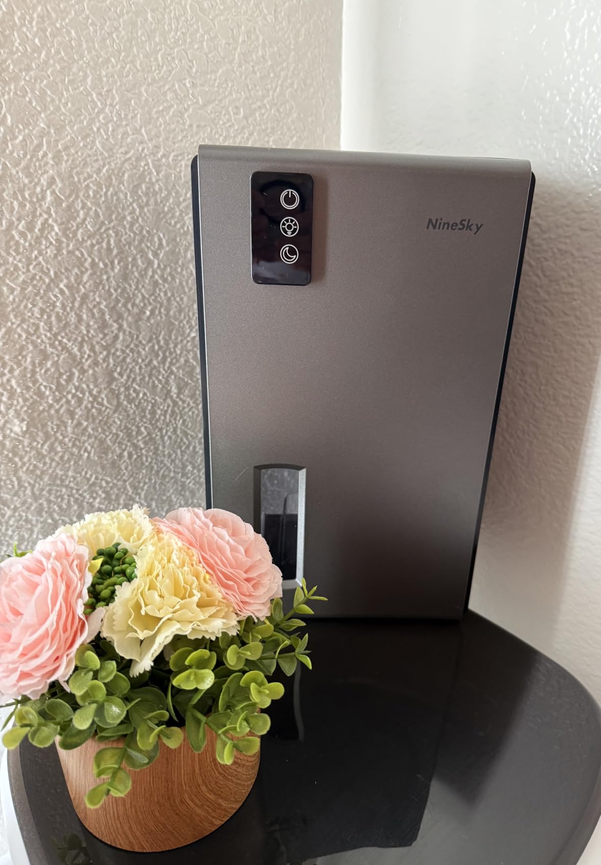 NineSky Dehumidifiers for Home, 1000 Sq.Ft Dehumidifier with 95oz Water Tank, Quiet Dehumidifier for Basement Bathroom Bedroom with 7-Color Ambient Light & Auto Shut Off, (Grey) customer photo 1