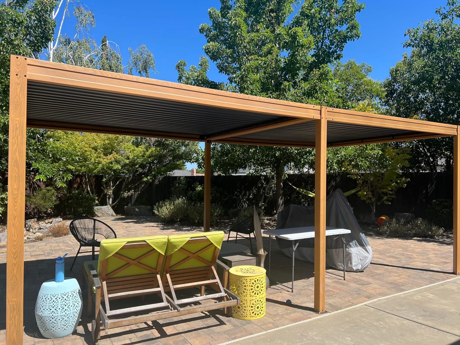 Domi Louvered Pergola 10x16, Outdoor Metal Pergola, Espresso Brown customer photo 2